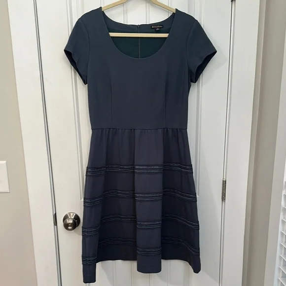 new york and company fit and flare dress Fit and Flare Denim Midi Dress with Fringes – Akris Inc main image 1